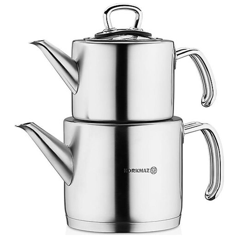 Korkmaz Alia Theepot Theekoker Roestvrij Staal 2.9 Lt. Zilver | A047