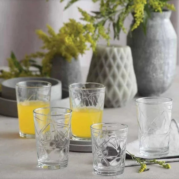 Lav Mevsim Water Glass Set of 6,Textured Glassware Set, 7 oz