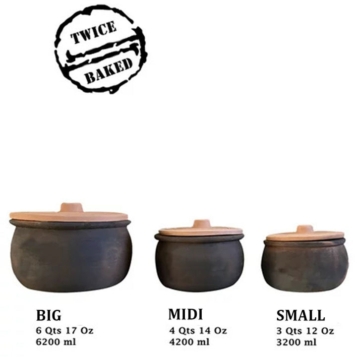 Twice-Baked Traditional Clay Cooking Pot with Lid