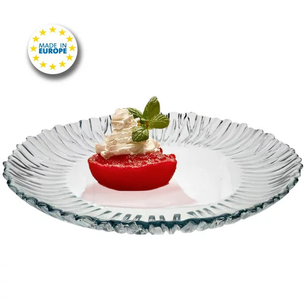 Pasabahce Glass Service Plate, Round Dinnerware, 12.6 in