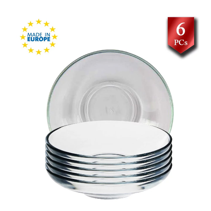 Lav Clear Glass Round Turkish Tea Saucers, 6 Pcs, 4.3 in