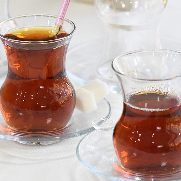 Turkish Tea Cup, Tea Glasses and Saucers Set, 4.5 oz