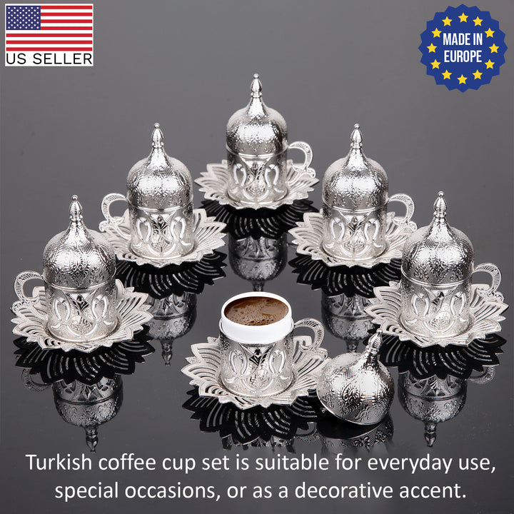 Ahsen Fancy Turkish Coffee Cup Set of 6, 24 Pcs