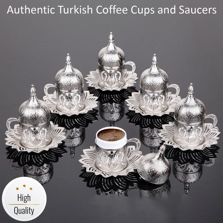 Ahsen Fancy Turkish Coffee Cup Set of 6, 24 Pcs