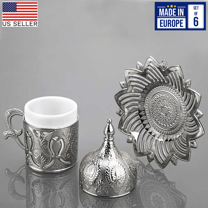 Ahsen Fancy Turkish Coffee Cup Set of 6, 24 Pcs