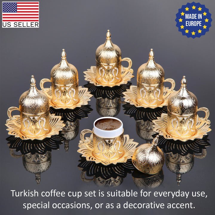 Ahsen Fancy Turkish Coffee Cup Set of 6, 24 Pcs