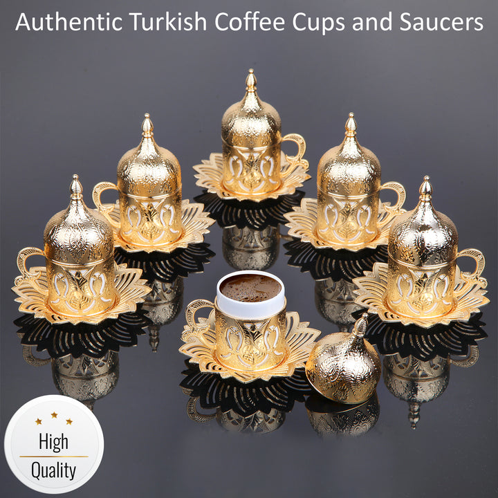 Ahsen Fancy Turkish Coffee Cup Set of 6, 24 Pcs