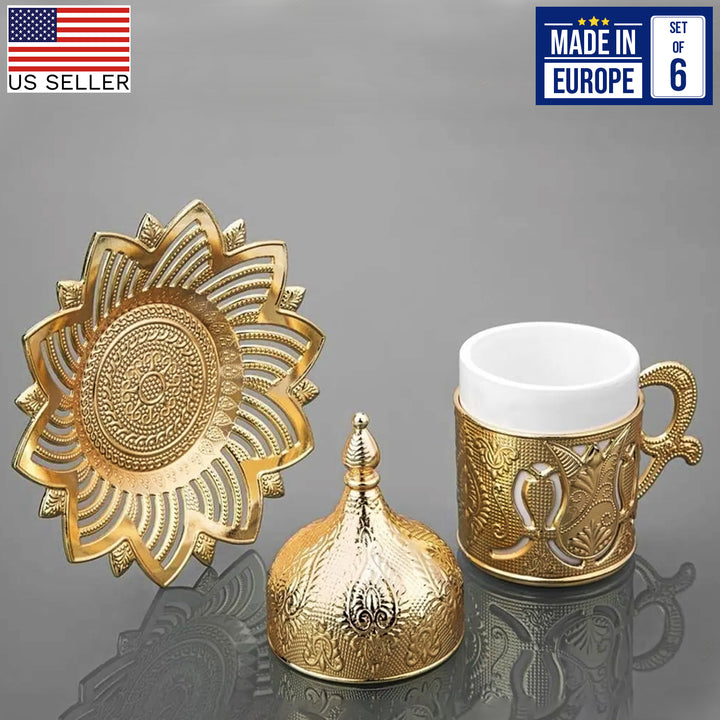 Ahsen Fancy Turkish Coffee Cup Set of 6, 24 Pcs