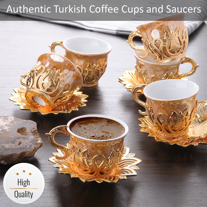 Ahsen Turkish Orange Patterned Coffee Cup Set of 6