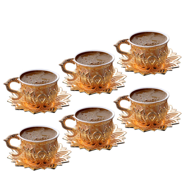 Ahsen Turkish Orange Patterned Coffee Cup Set of 6