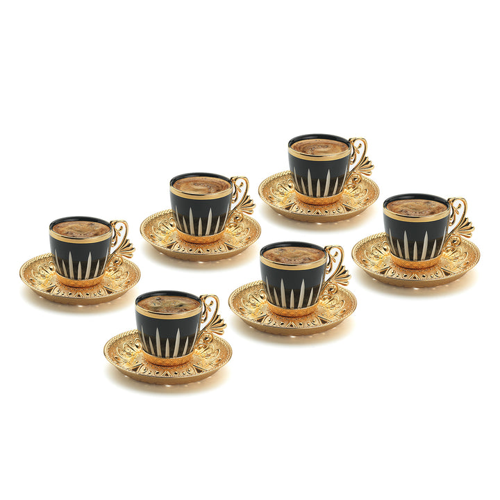 Turkish Coffee Cups Set with Saucers and Cup Holders, 4 Oz