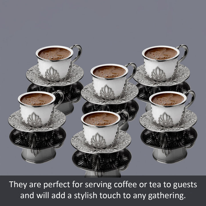 Coffee Cup Set of 6, 18 Pcs Handmade Cup and Saucer, 4 Oz