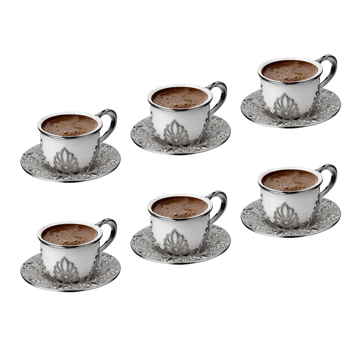 Coffee Cup Set of 6, 18 Pcs Handmade Cup and Saucer, 4 Oz