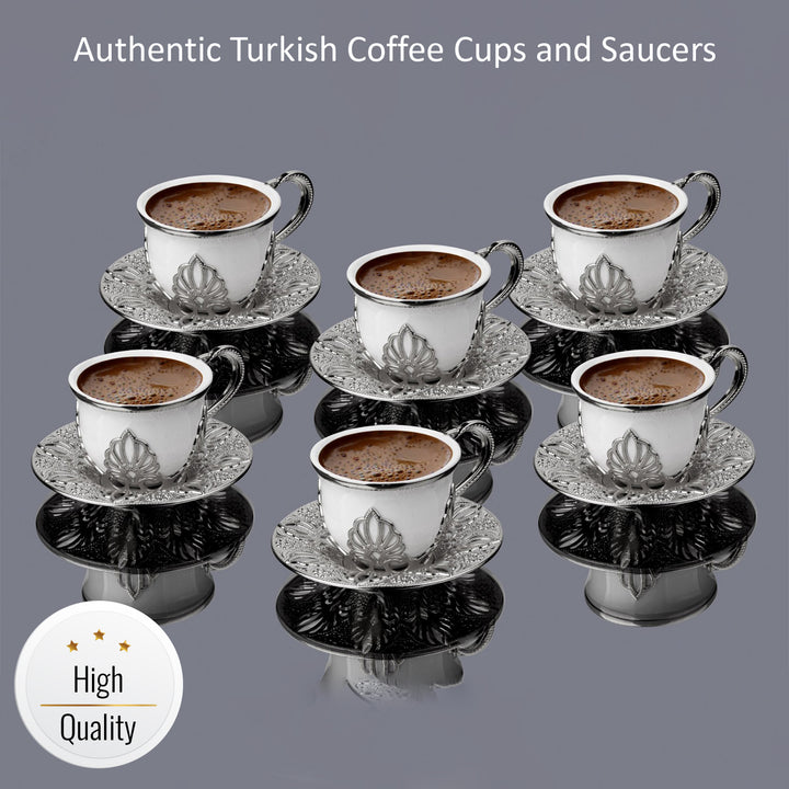 Coffee Cup Set of 6, 18 Pcs Handmade Cup and Saucer, 4 Oz