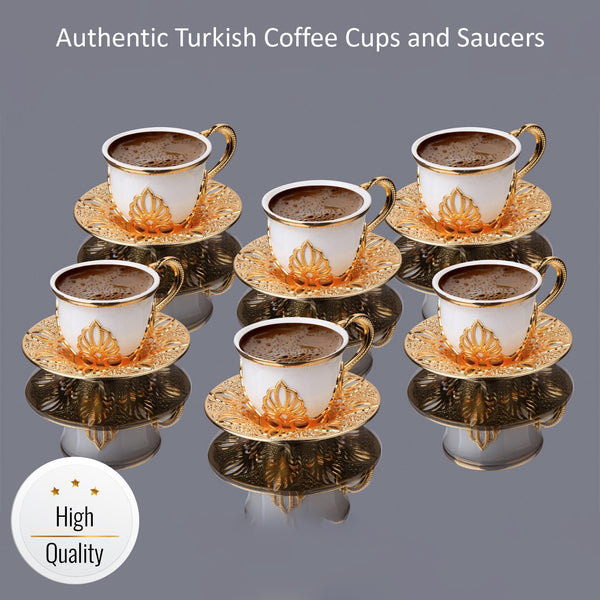 Coffee Cup Set of 6, 18 Pcs Handmade Cup and Saucer, 4 Oz