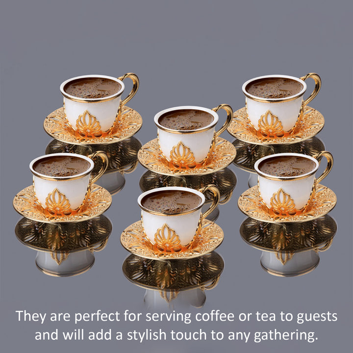 Coffee Cup Set of 6, 18 Pcs Handmade Cup and Saucer, 4 Oz