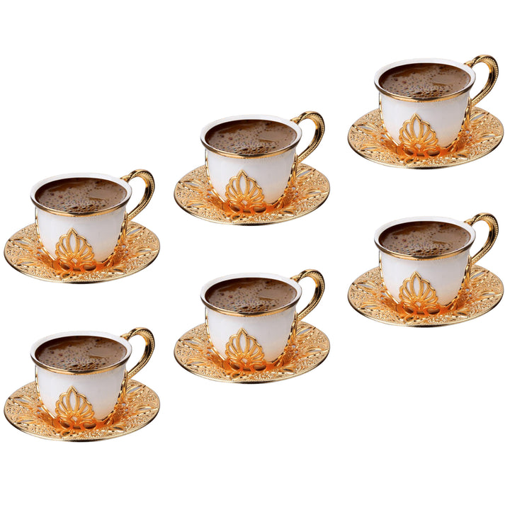 Coffee Cup Set of 6, 18 Pcs Handmade Cup and Saucer, 4 Oz