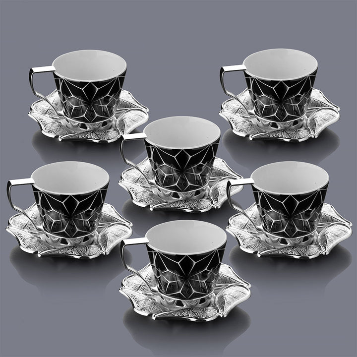 Coffee Cup Set of 6, 18 Pcs Black Espresso Mugs, 8 oz