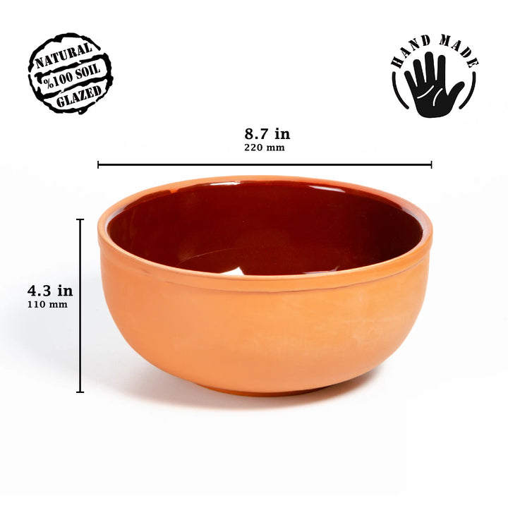 Terracotta Casserole Dish, Handmade Clay Pan, 8.7 in