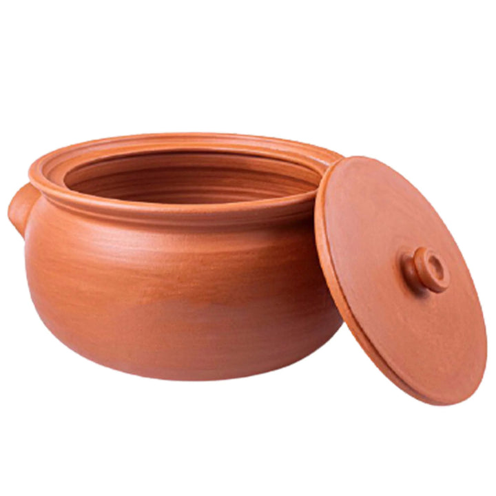 Handmade Clay Low Pot for Cooking with Lid, Clay Yogurt Pots