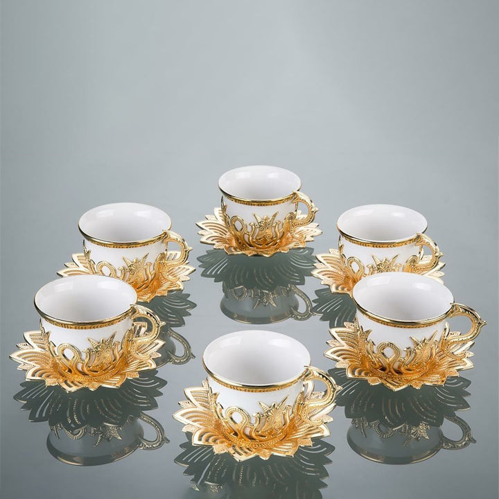 Fancy Turkish Coffee Cups Set of 6 with Tray