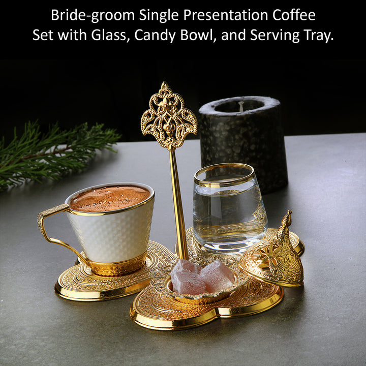 Bride-groom Seljuk Single Presentation Coffee Cup Set, Gold