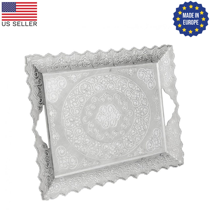 Beyzade Rectangular Tray, Embossed Design, 16x11.8 in