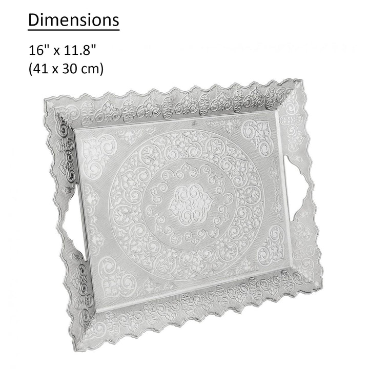 Beyzade Rectangular Tray, Embossed Design, 16x11.8 in