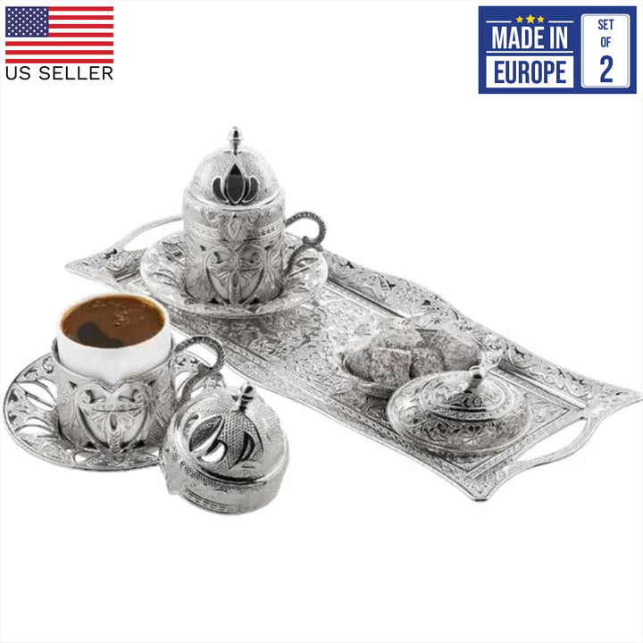 Defne Turkish Coffee Cup Set for 2 People, Demitasse