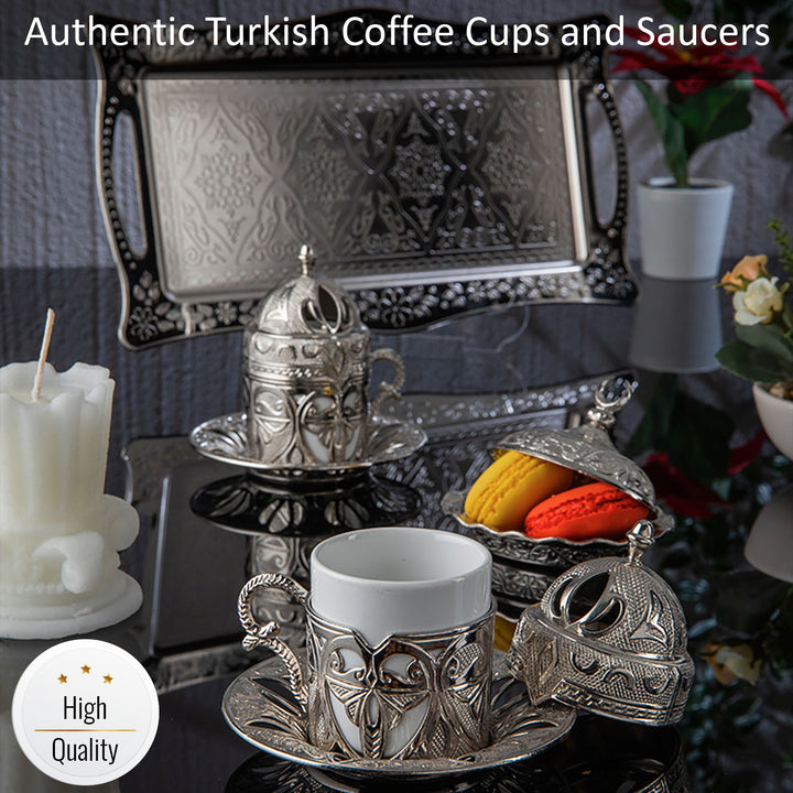 Defne Turkish Coffee Cup Set for 2 People, Demitasse