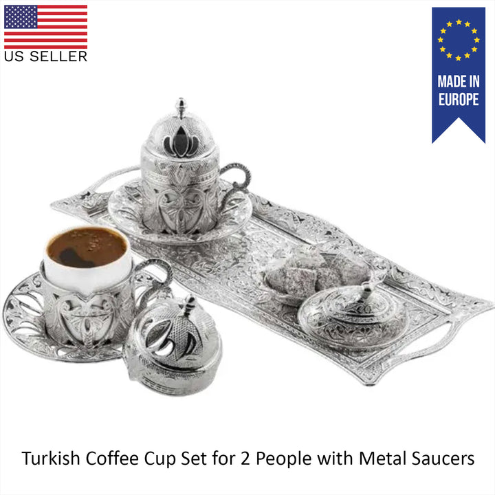 Defne Turkish Coffee Cup Set for 2 People, Demitasse