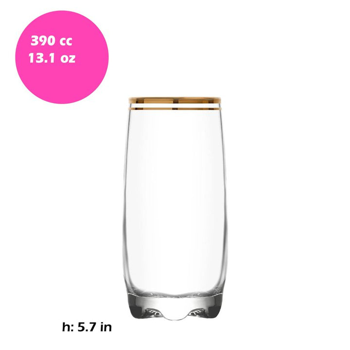 Lav Adora Long Drink Glass Set of 6, 6 Pcs, 13.25 Oz