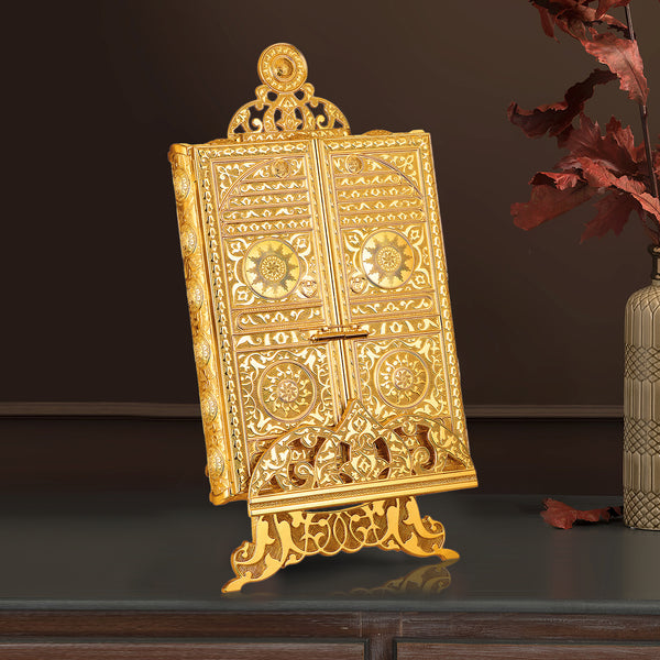 Luxury Metal Quran Box with Stand, Islamic Gift Box