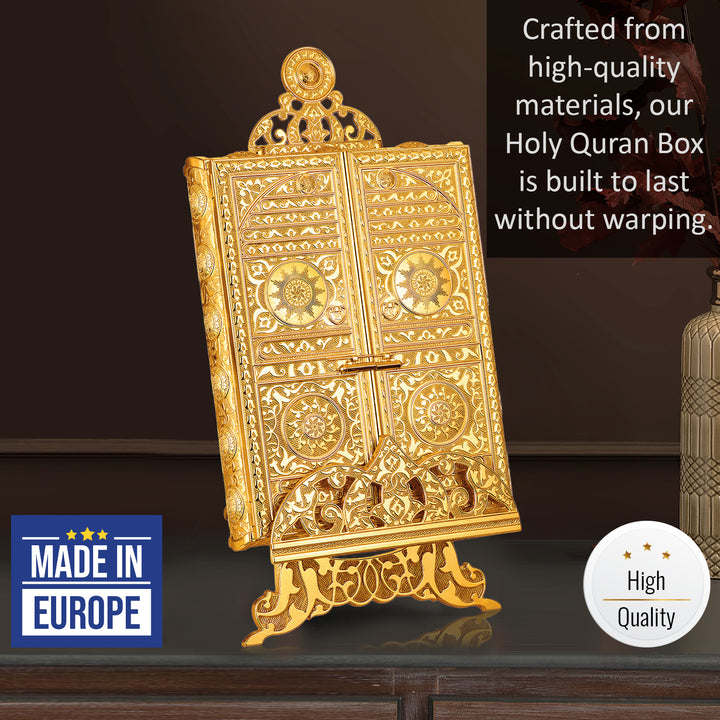 Luxury Metal Quran Box with Stand, Islamic Gift Box