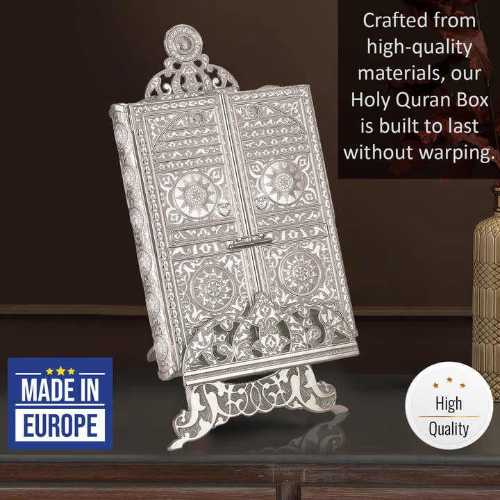 Luxury Metal Quran Box with Stand, Islamic Gift Box