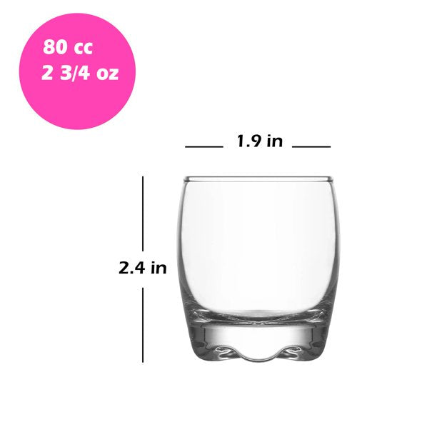 Lav Adora Liqueur Glass Set, Mini Glass Cups, 6 Pcs, 2.75 Oz