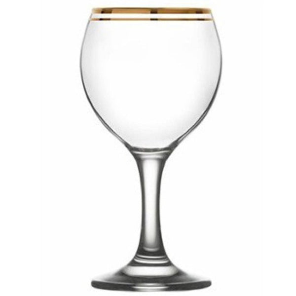 LAV Wine Glass Set, Glasses with Gold Trim, 6 Pcs, 7.25 Oz