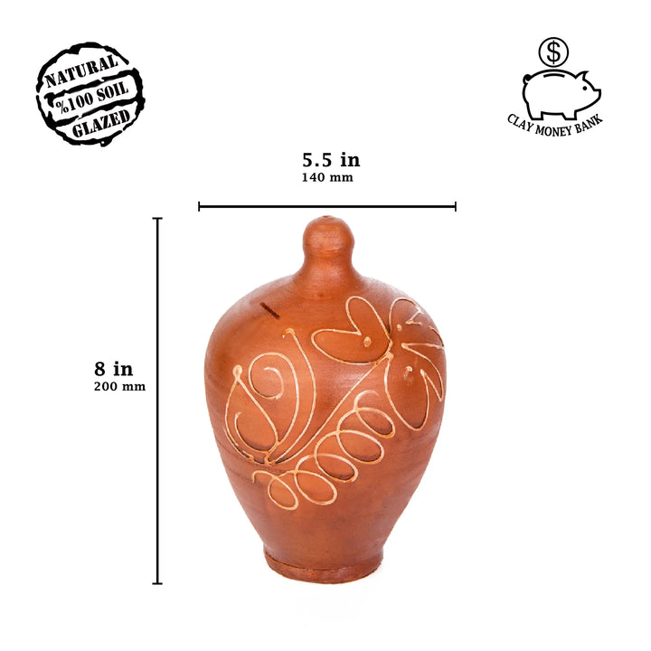 Natural Clay Piggy Banks for Adults, Terracotta Coin Banks