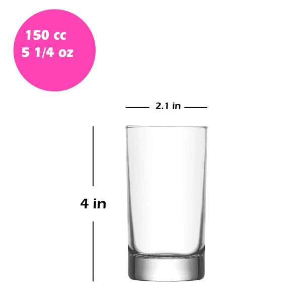 Lav Ada Beverage Glass Set with Heavy Base, 6 Pcs, 5.25 Oz