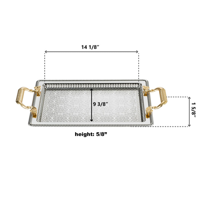 Embossed Design Service Tray, Ottoman Pattern, 20.5x12.6 in