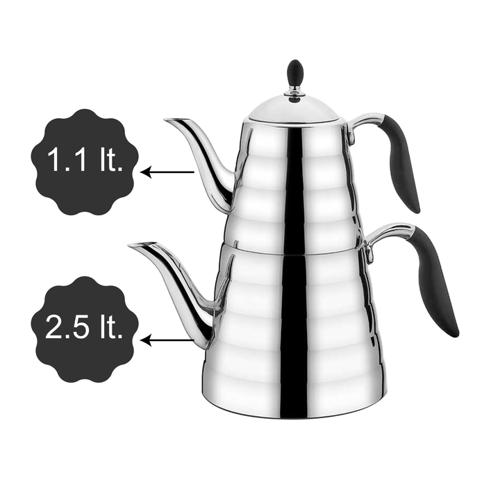 Korkmaz Viva Stainless Steel Teapot Set with Handles