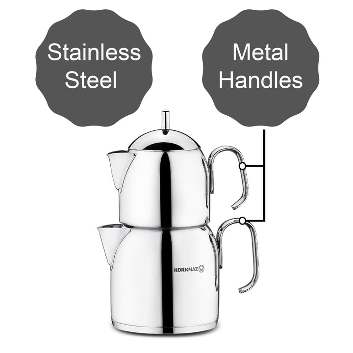 Korkmaz Pera Stainless Steel Teapot Set with Handles