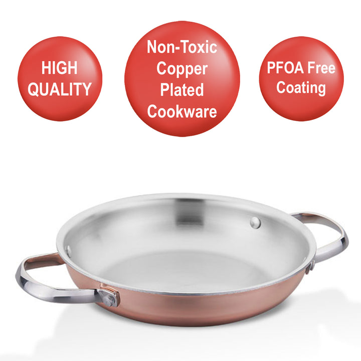 Korkmaz Divani Omlette Frying Pan with 2 Handles, Copper Plated Cookware