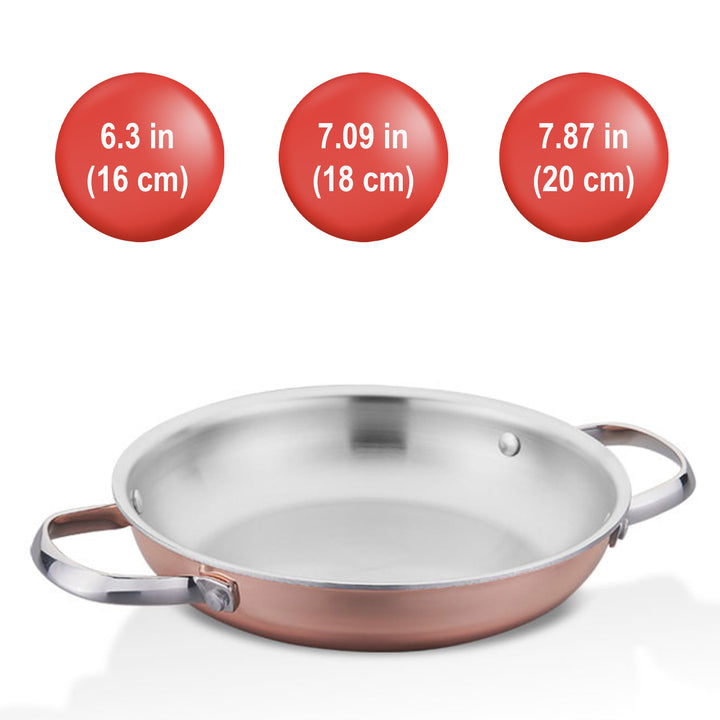 Korkmaz Divani Omlette Frying Pan with 2 Handles, Copper Plated Cookware