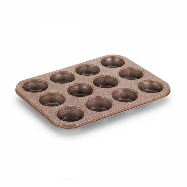 Korkmaz Brown Non-Stick Granite Muffin & Cupcake Pan, 12 Cup