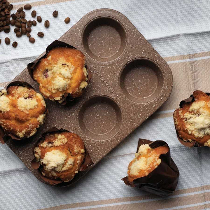 Korkmaz Brown Non-Stick Granite Muffin & Cupcake Pan, 12 Cup