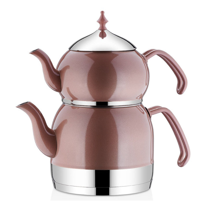 Korkmaz Rena Stainless Steel Double Turkish Teapot Set