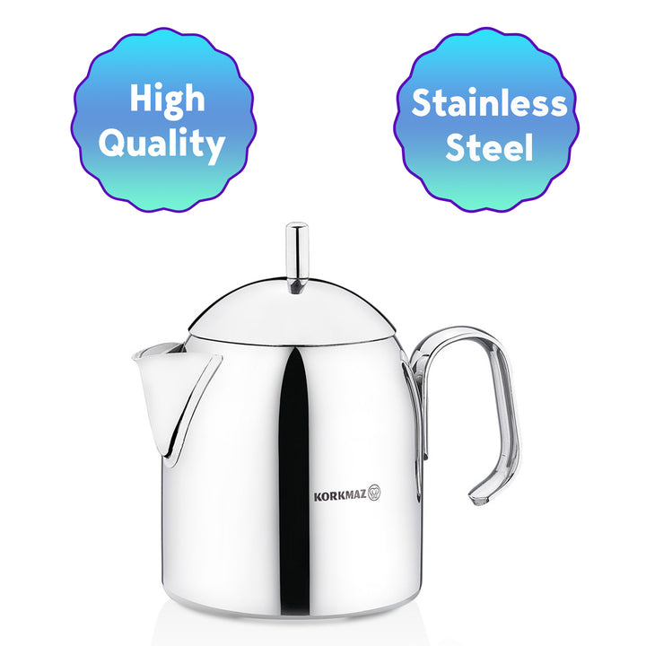 Korkmaz Pera Stainless Steel Teapot with Handle, 0.7 qt