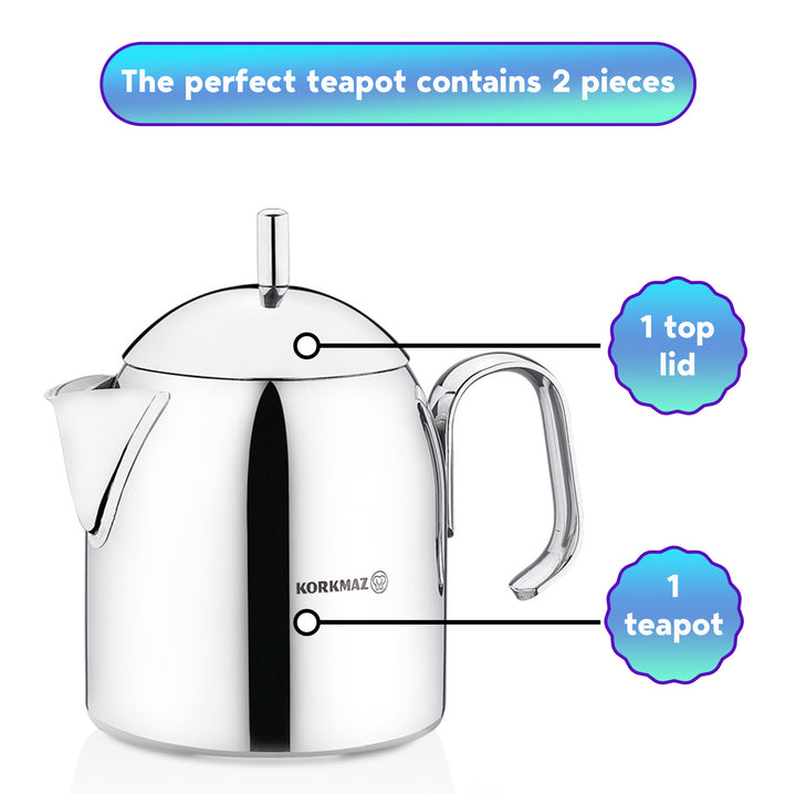 Korkmaz Pera Stainless Steel Teapot with Handle, 0.7 qt