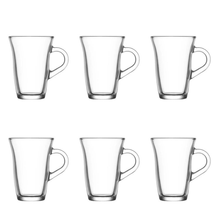 Lav Clear Glass Coffee Tea Mugs Set of 6, 5.25 Oz